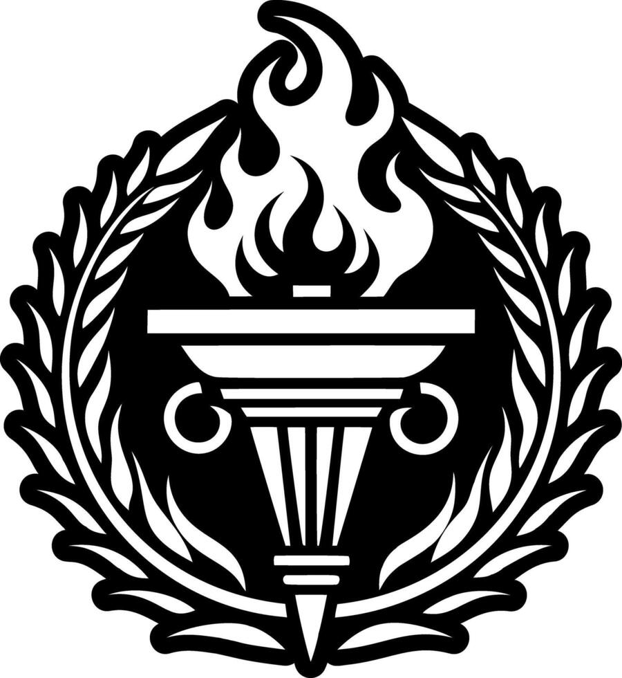 A solid style icon depicting olympic torch tattoo vector