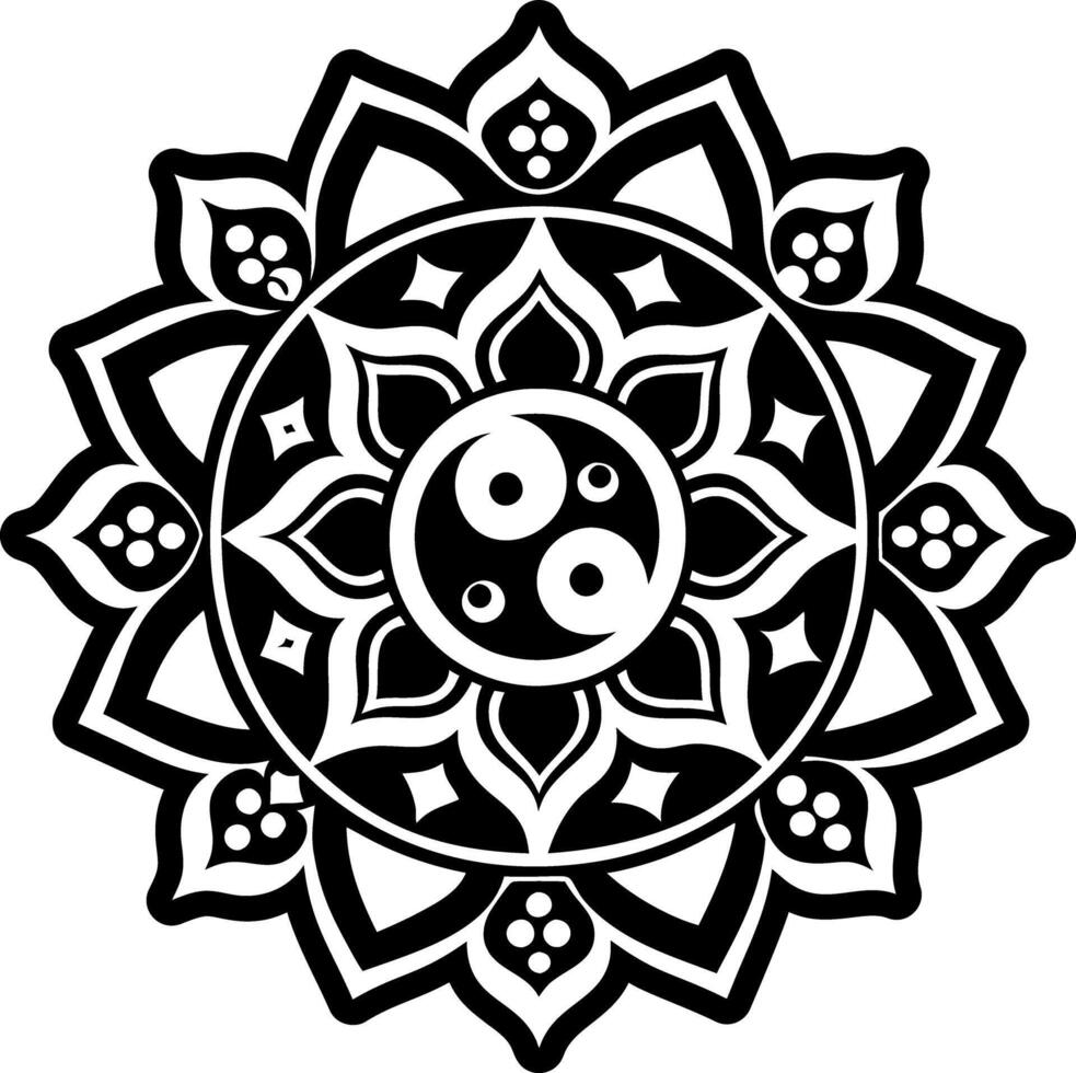Solid icon depicting harmony mandala artwork vector