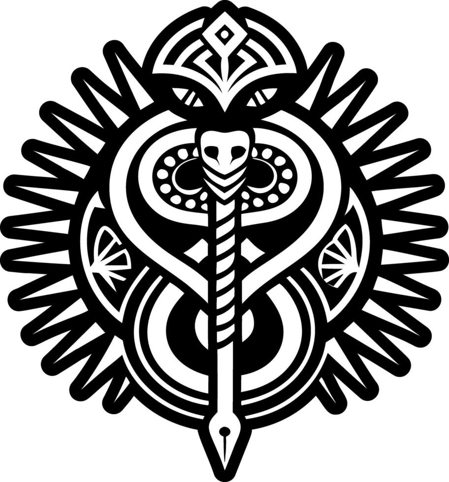 Serpent staff icon in solid style vector