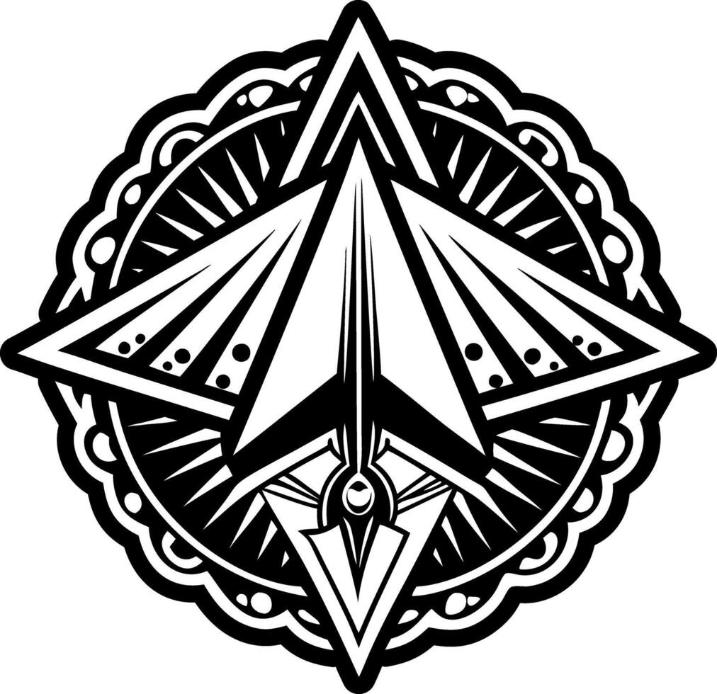 A glyph style icon showing paper plane tattoo artwork vector