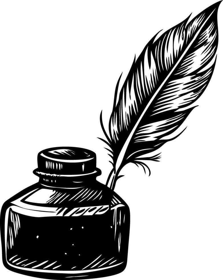 A vintage style illustration of a quill ink vector