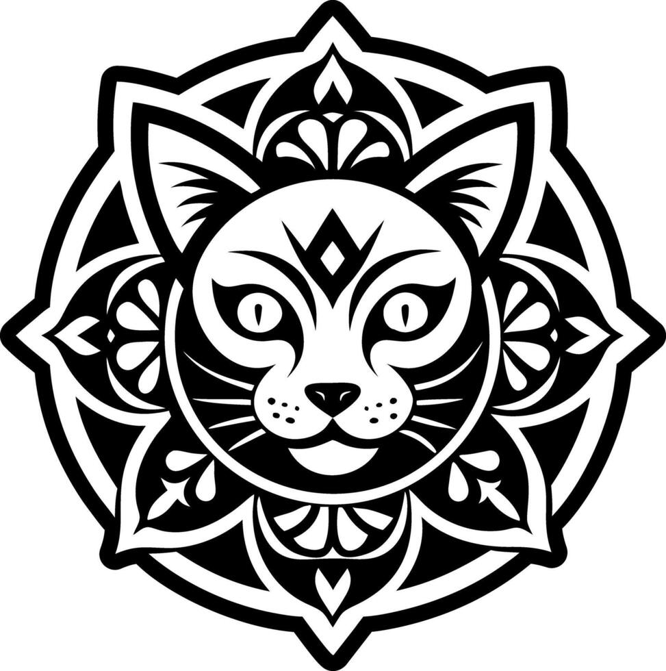 A filled style icon showing cat tattoo vector
