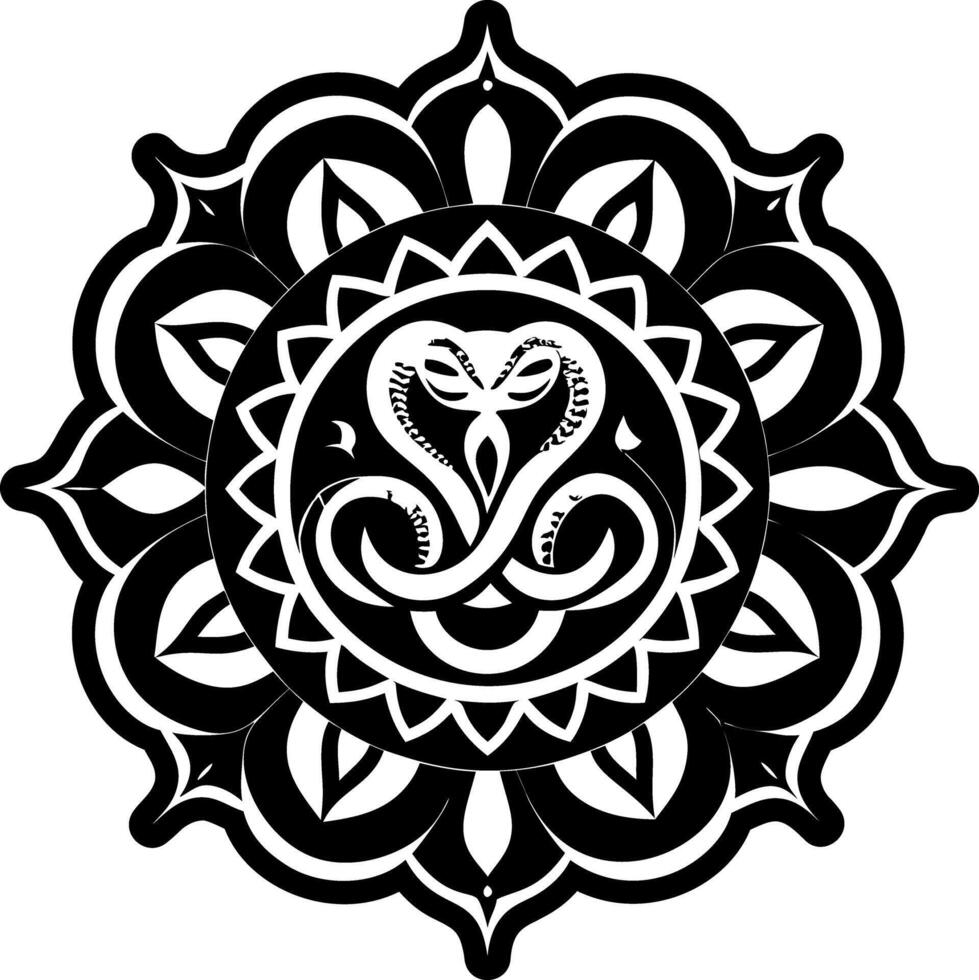 Solid style icon depicting snake tattoo vector