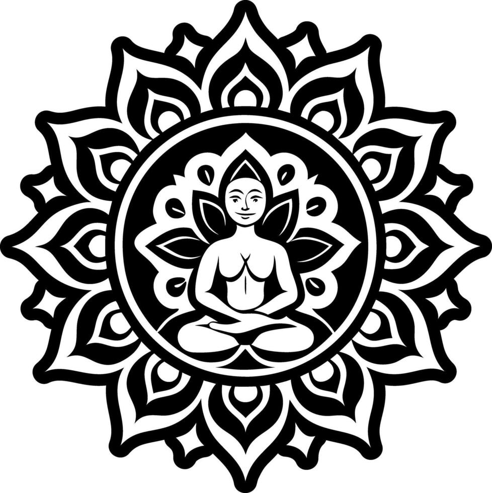 An icon depicting bodhisattva in glyph style vector