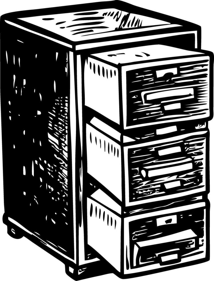 A vintage style illustration of a file cabinet vector