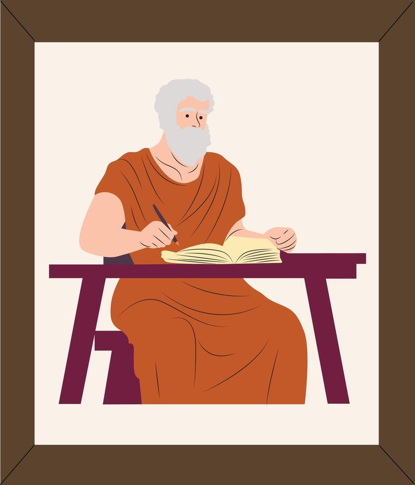 Anaxagoras thinking and writing vector
