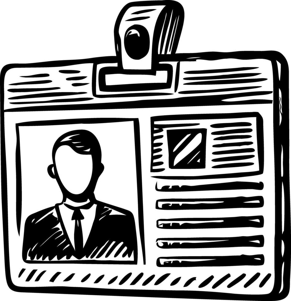 A sketchy style illustration of an employee card vector