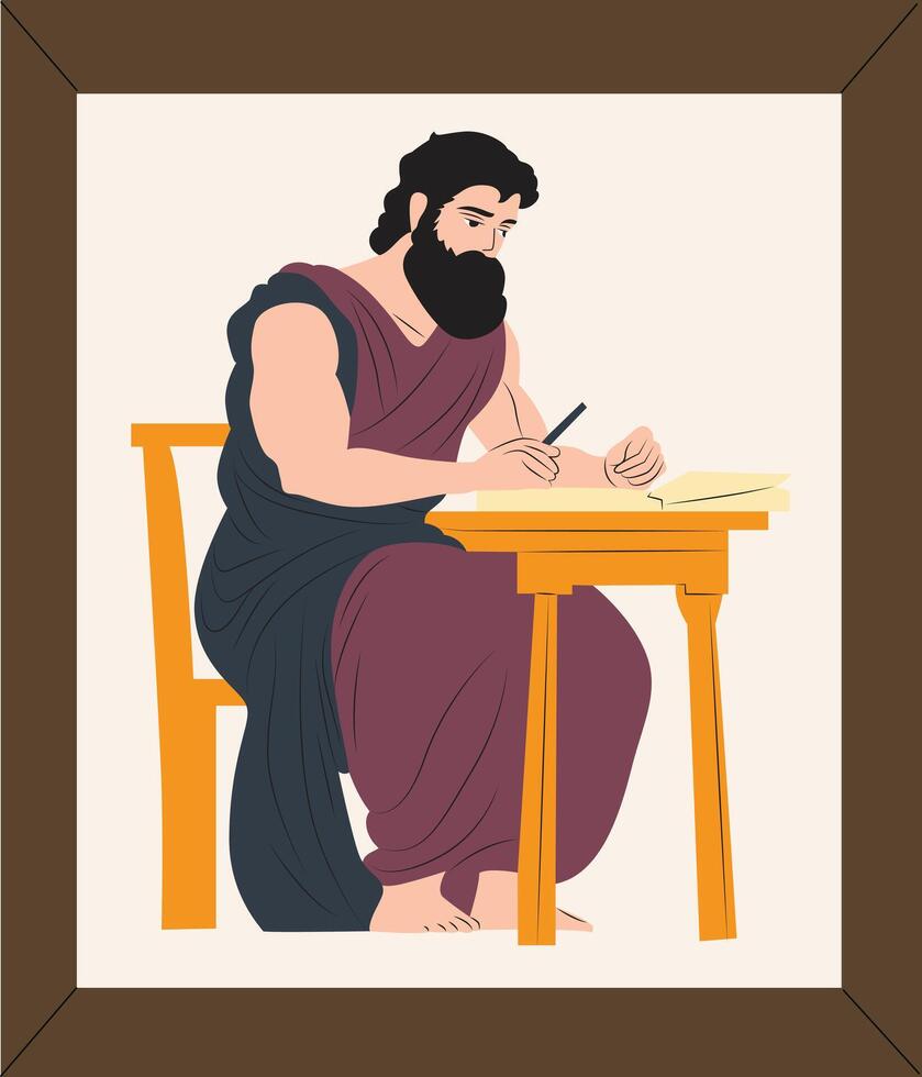 Anaximander thinking and writng vector