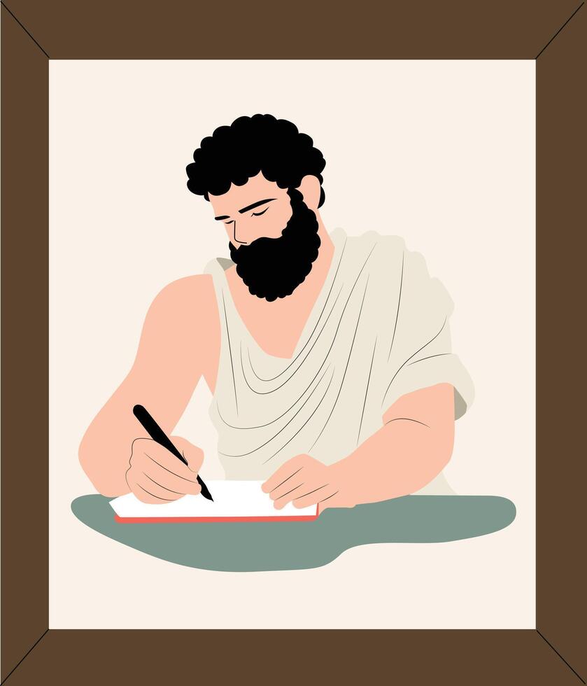 Anaximander writing portrait vector