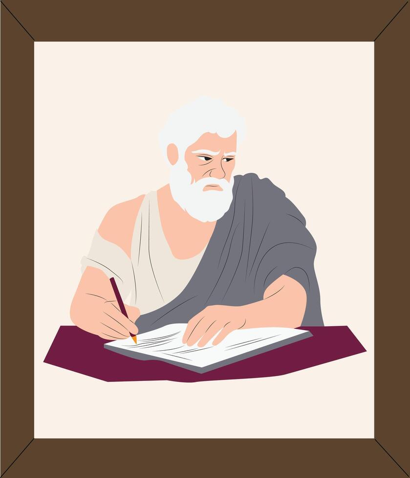 Epicetus writing portrait hand drawn vector