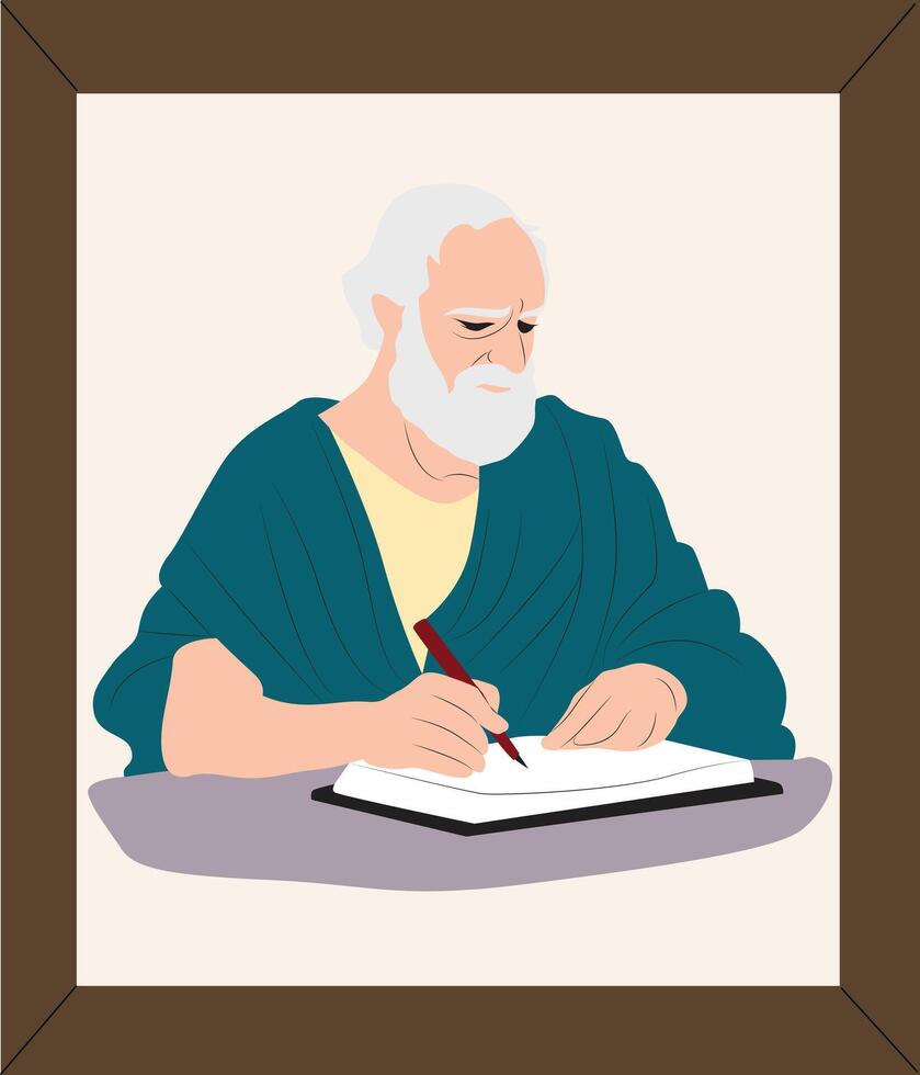 Speusippus thinking and writing portrait picture vector