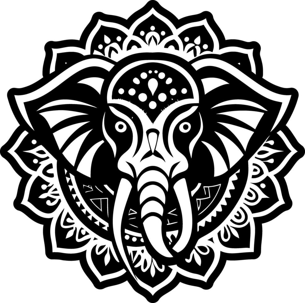 A glyph style icon of elephant tattoo vector