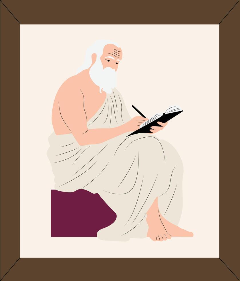 Stilpo thinking and writing vector