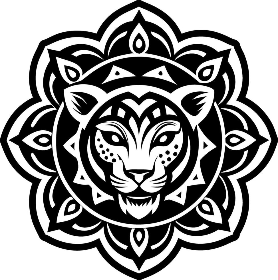 Solid icon depicting lion mandala symbol vector