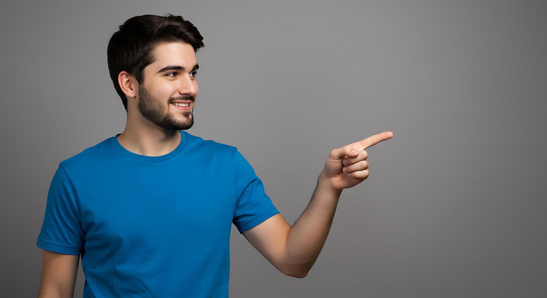 A man pointing at something with his hand photo
