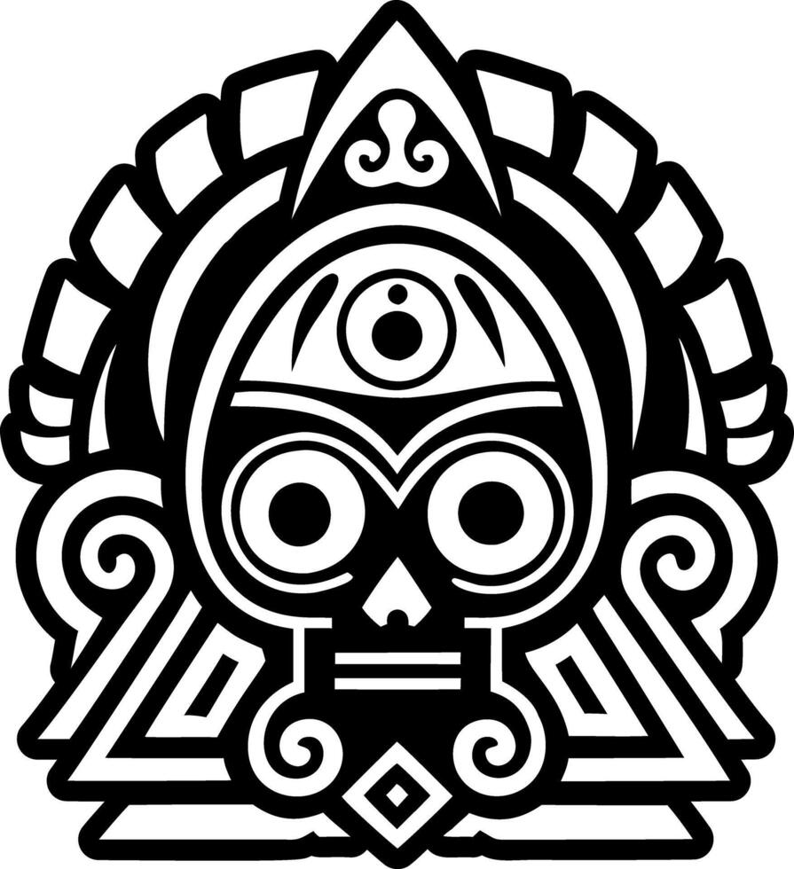 An aztec mask with a skull and eye vector