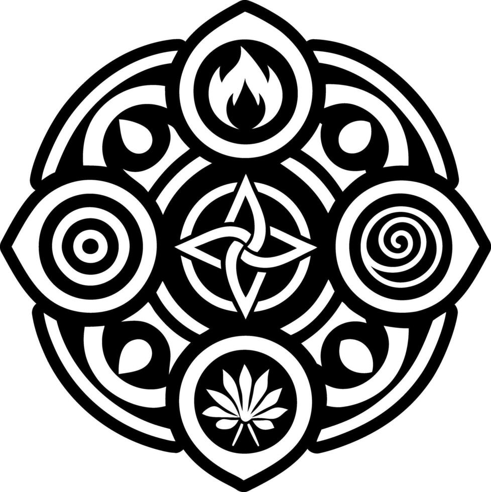 A celtic symbol with four circles and a leaf vector