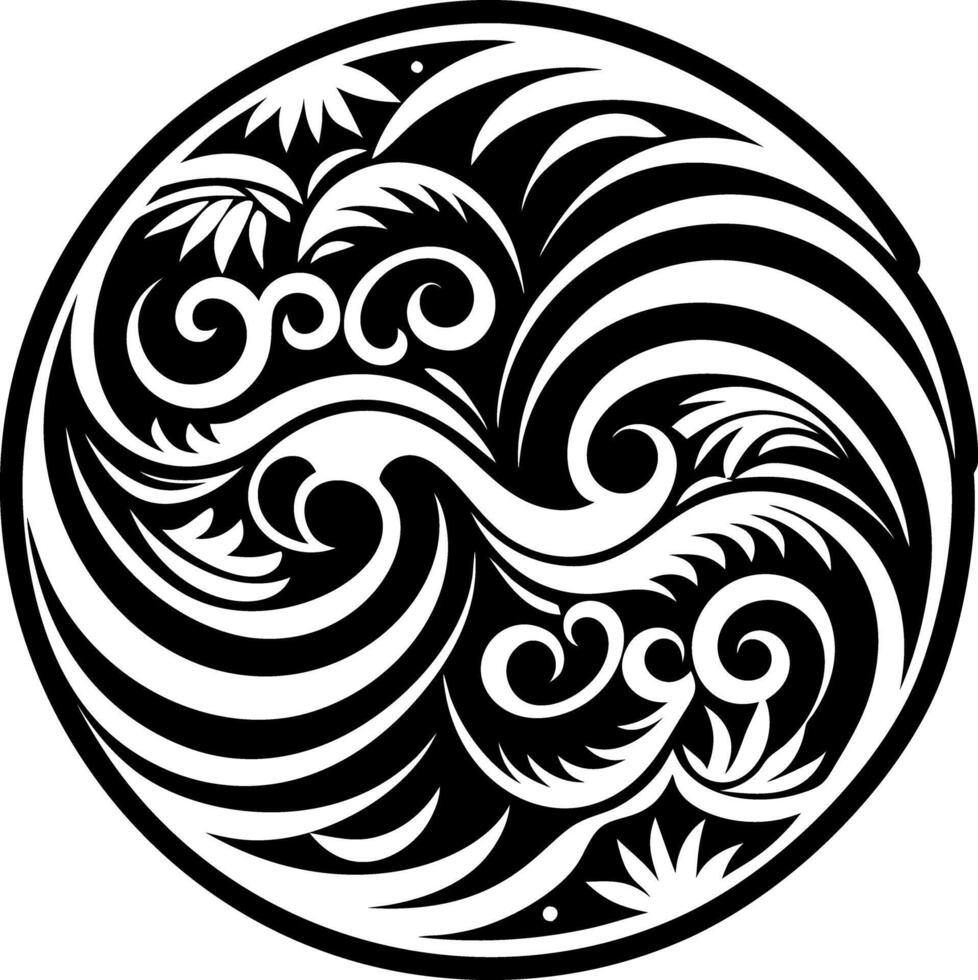 Ocean waves icon in solid style vector