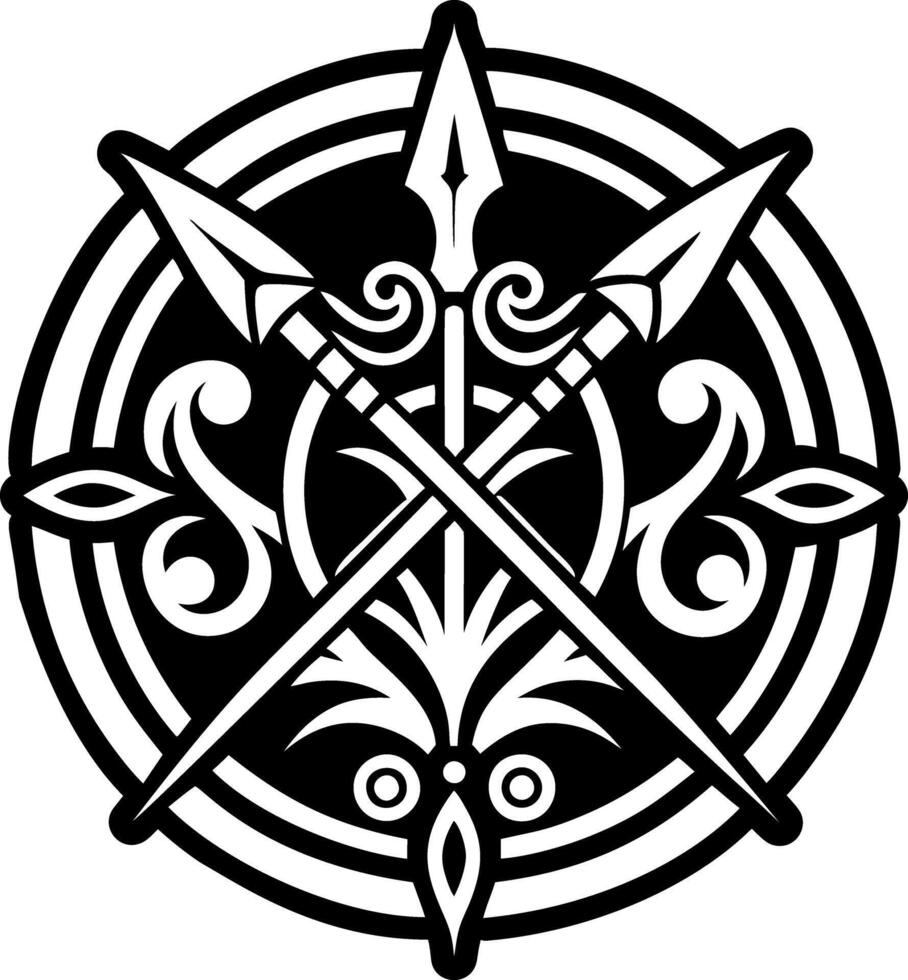 A solid style icon of spear tattoo vector