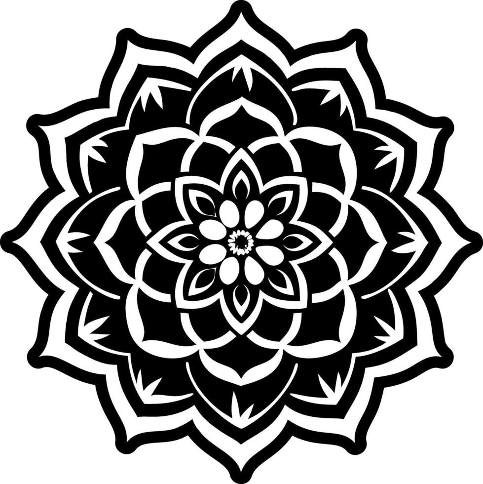 A glyph style icon showing gardenia mandala vector