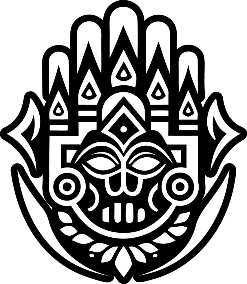 A black and white image of a hand with a tribal design vector