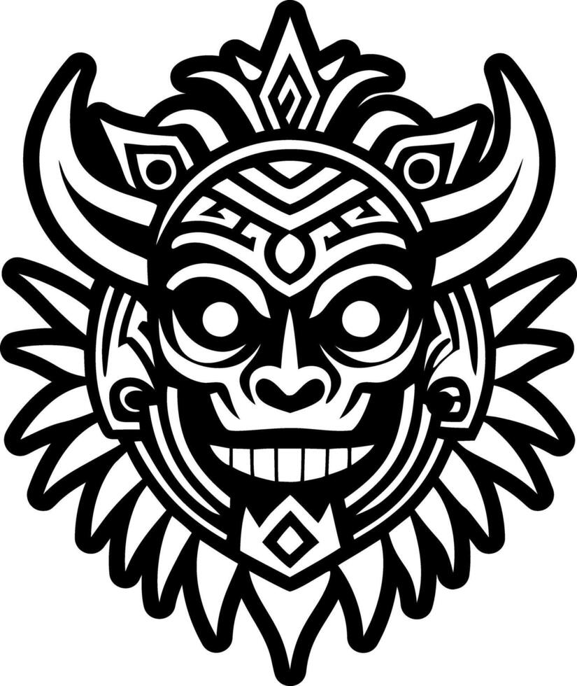 A tribal mask with horns and a face vector