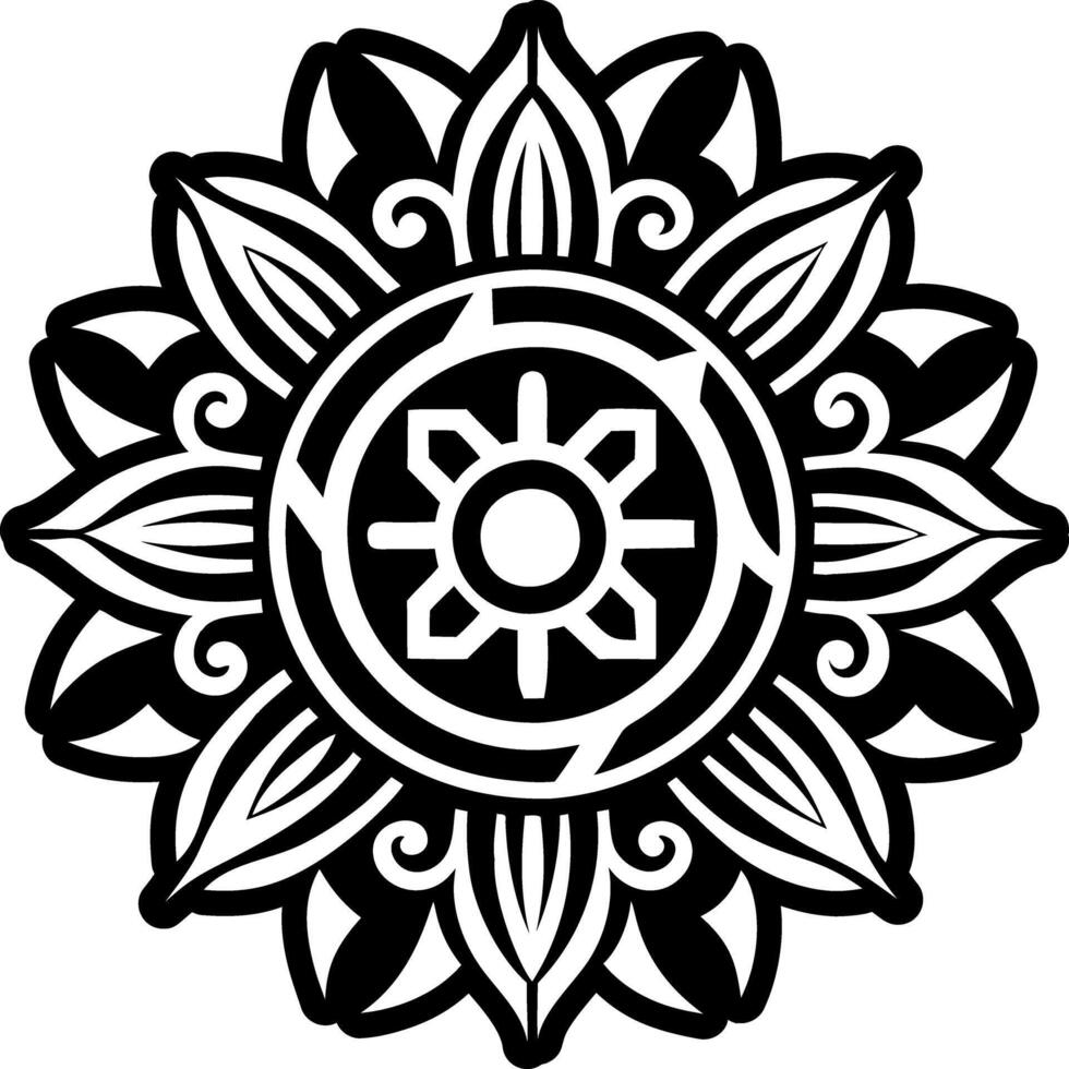 Sun tattoo icon in solid icon vector