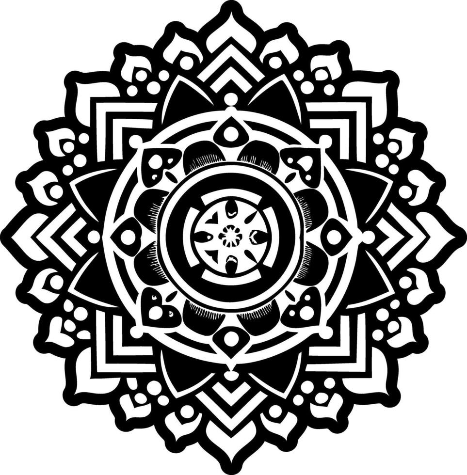 A glyph style icon showing ornamental mandala vector