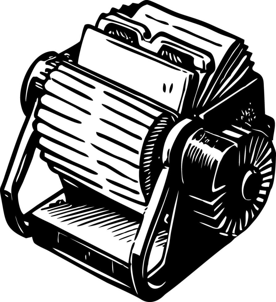 A vintage style illustration showing rolodex file vector