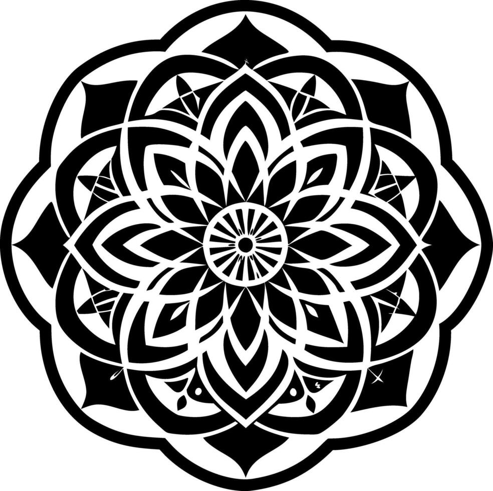 Solid icon depicting mandala art intricate beauty vector