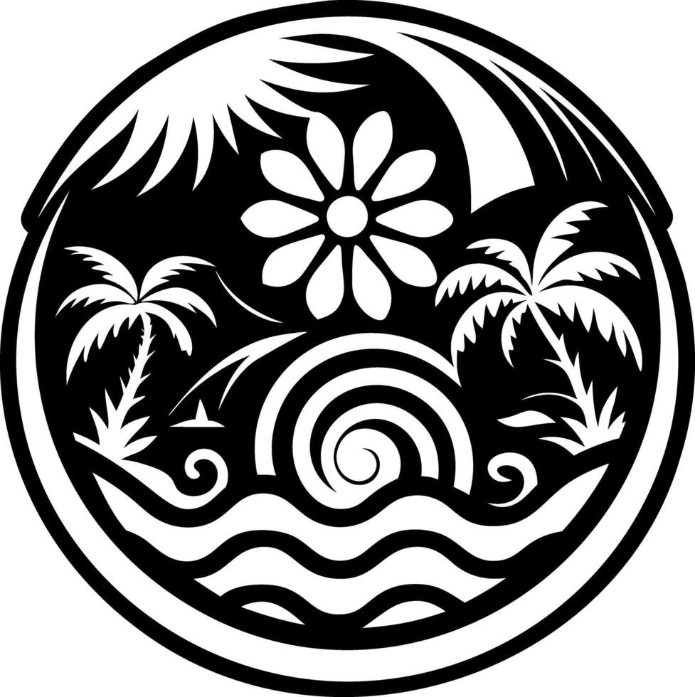 A hawaiian wave icon in solid style vector