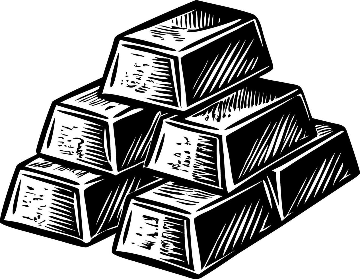 A vintage style illustration of gold bars vector
