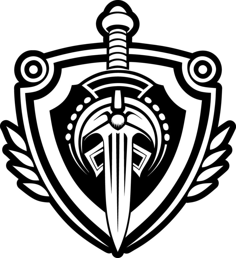 A glyph style icon showing warrior shield tattoo vector