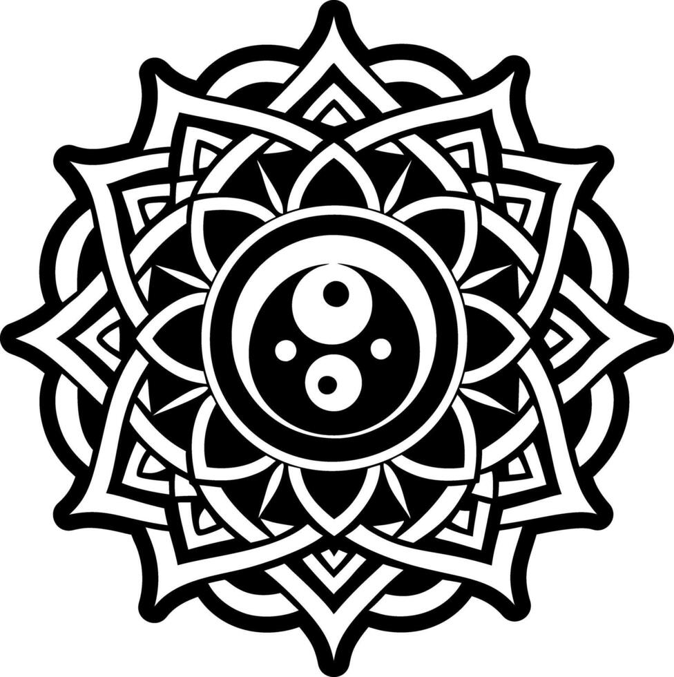 A glyph style icon depicting balance mandala vector