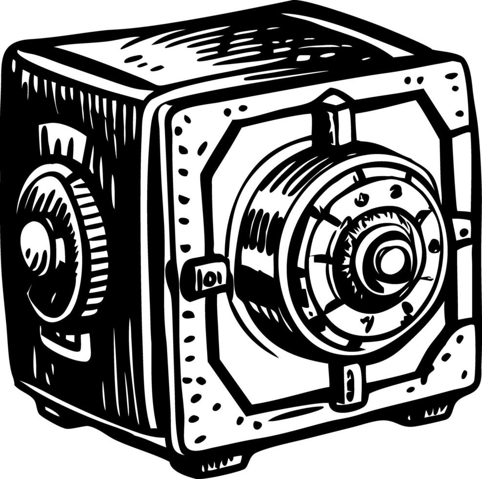 A vintage style illustration of a retro vault vector