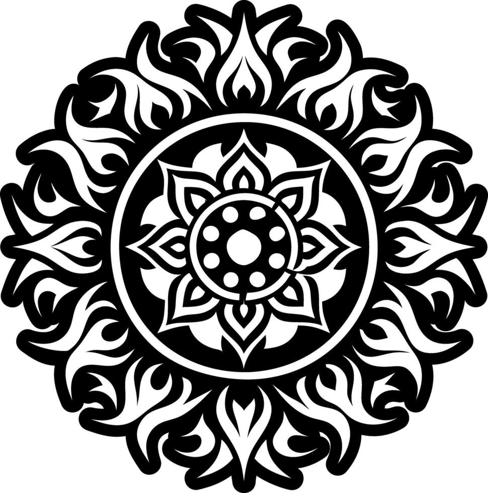 Solid icon showing fire mandala burning energy vector