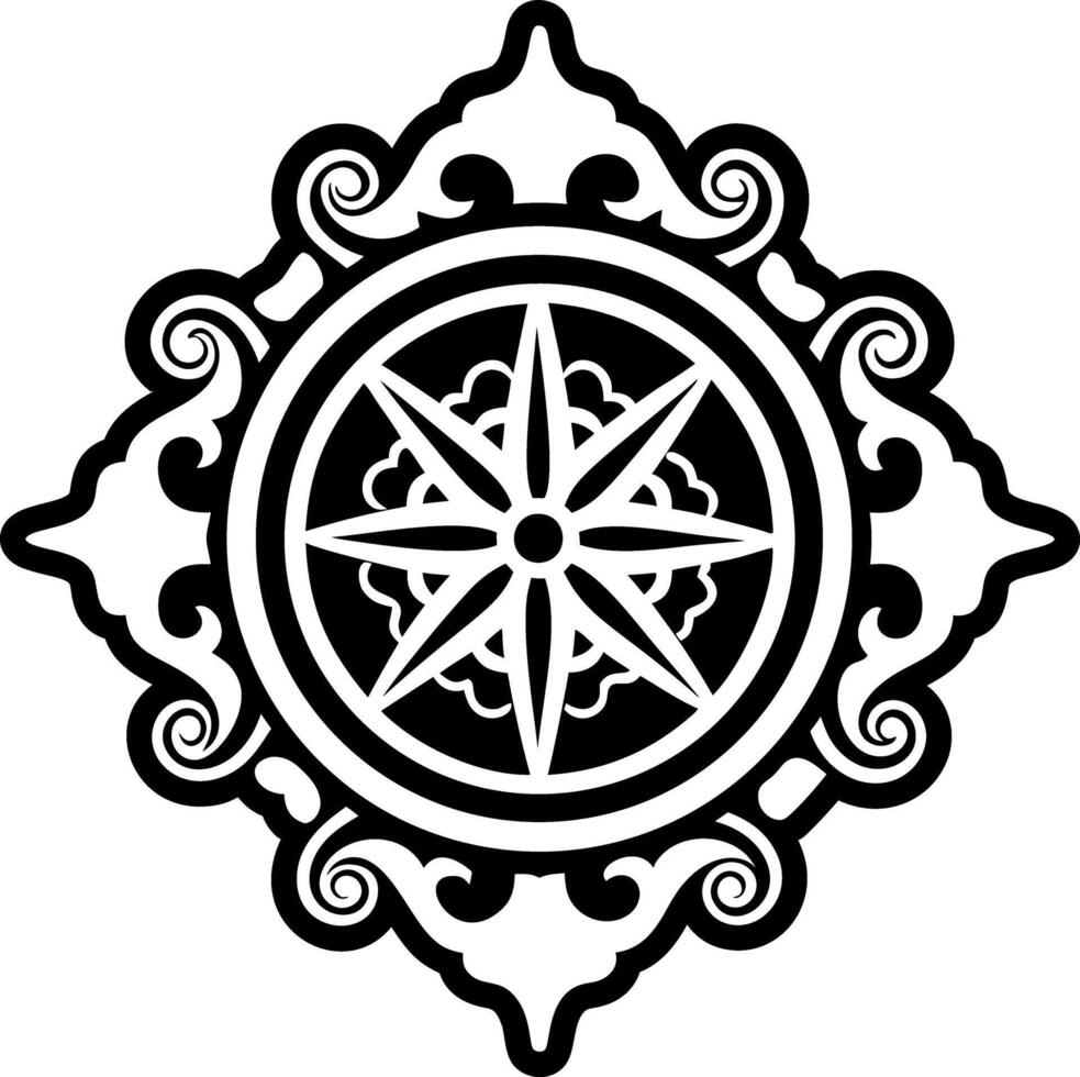 A filled style icon of star compass tattoo vector