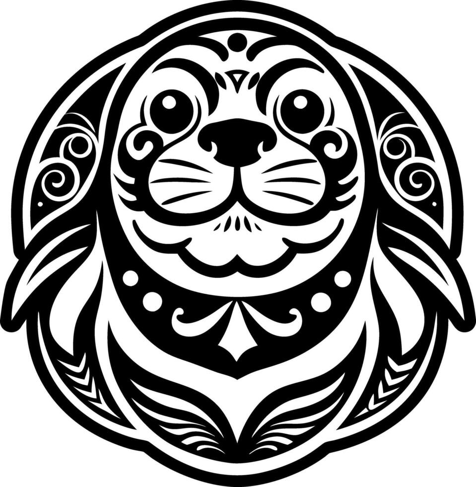A monk seal icon in solid style vector