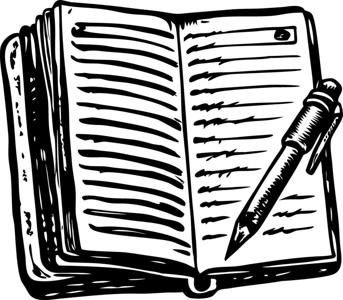 A sketchy style illustration of a notebook vector
