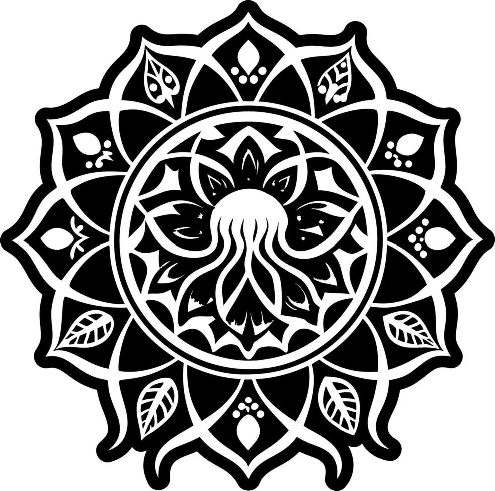 A filled style icon of jellyfish mandala vector