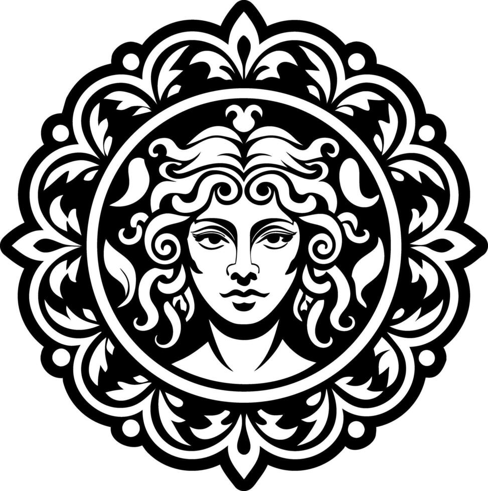 Medusa head in ornate frame vector