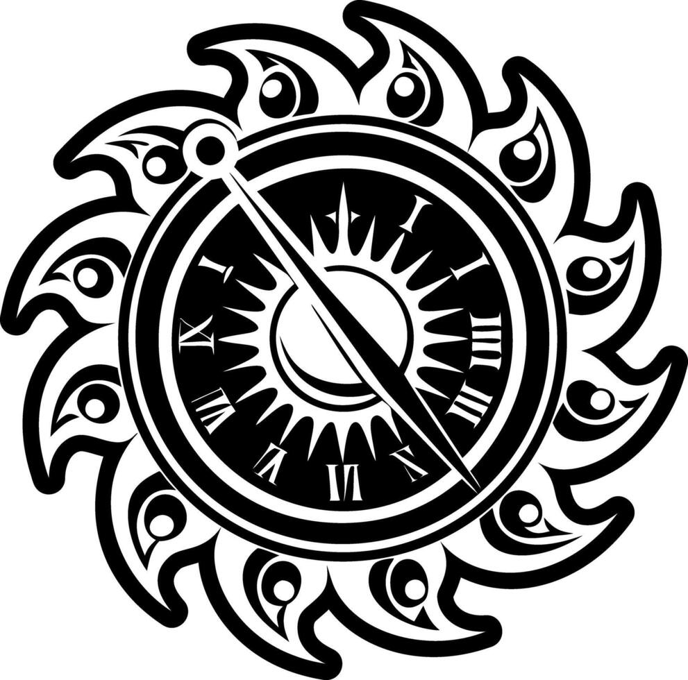 A solid style icon of sundial tattoo vector