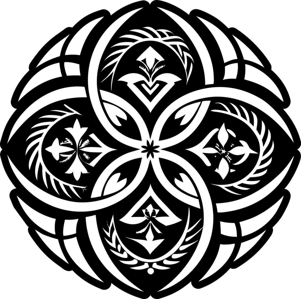 Interconnected mandala icon in solid style vector