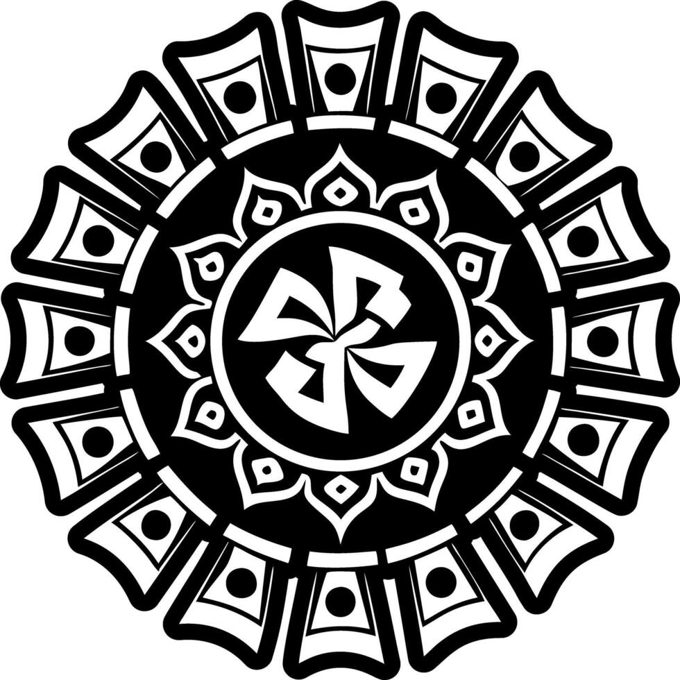 A filled style icon showing sacred circle tattoo vector