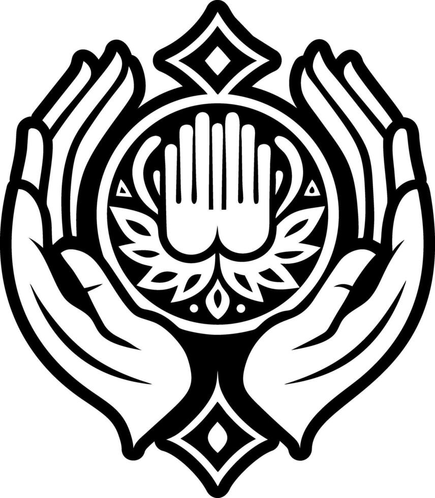A solid style icon of protection hands vector