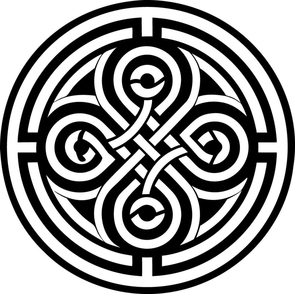 Filled icon showing celtic tattoo with interlocking shapes vector