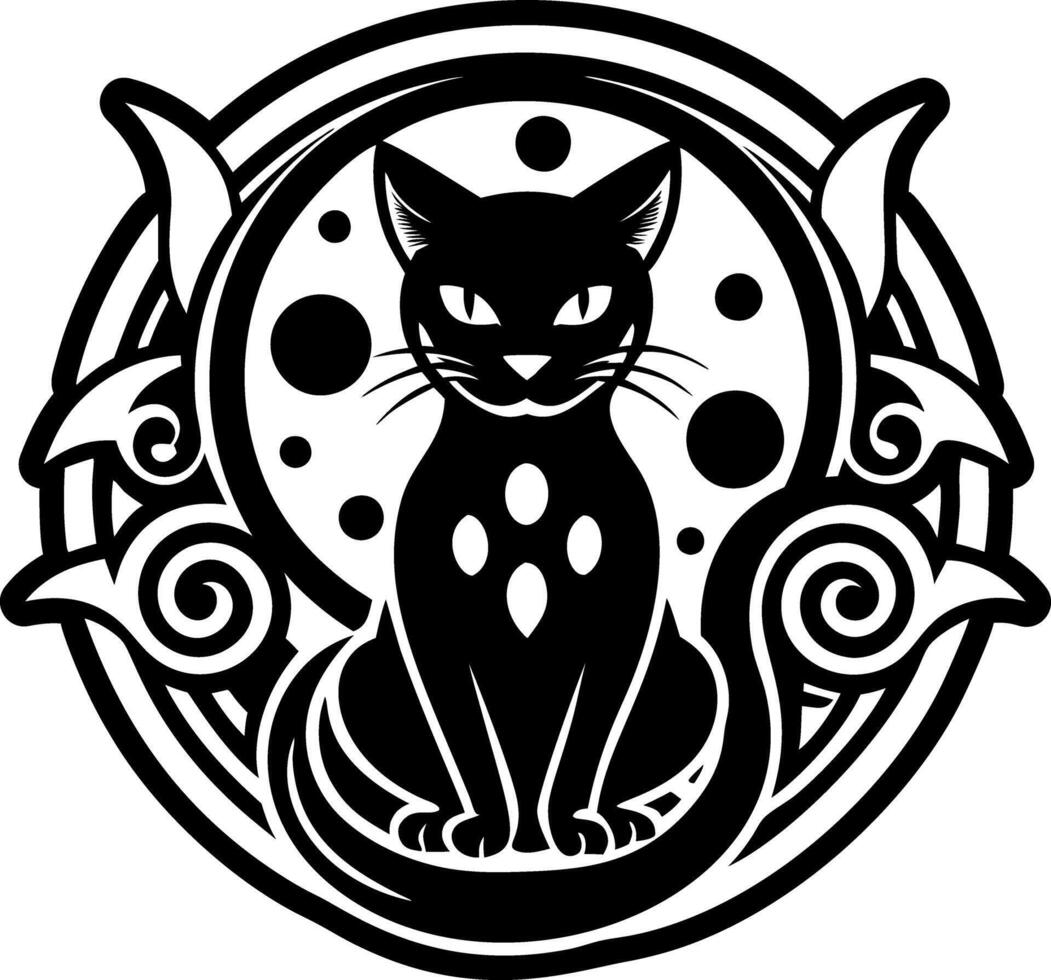 A glyph style icon of black cat tattoo vector
