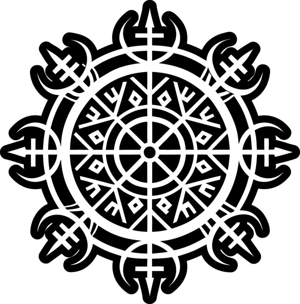 A filled style icon of viking compass vector