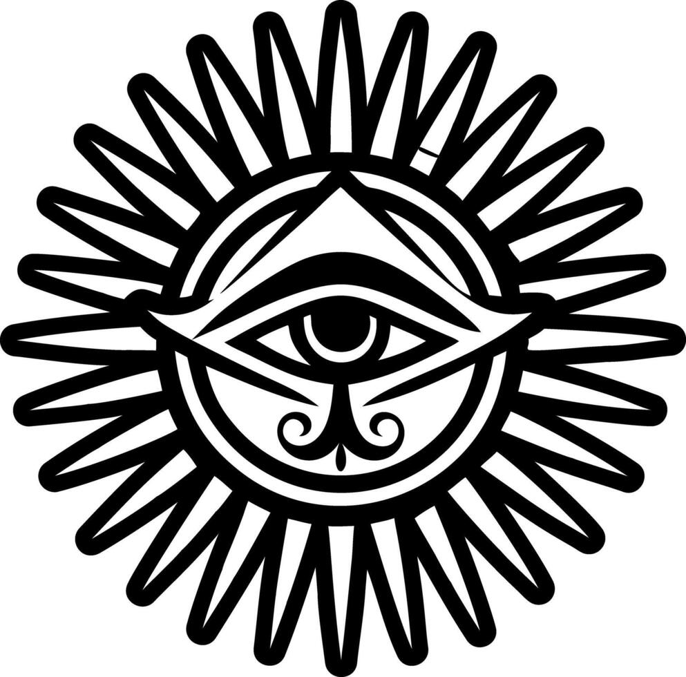 Solid icon of mystical devil eye tattoo vector