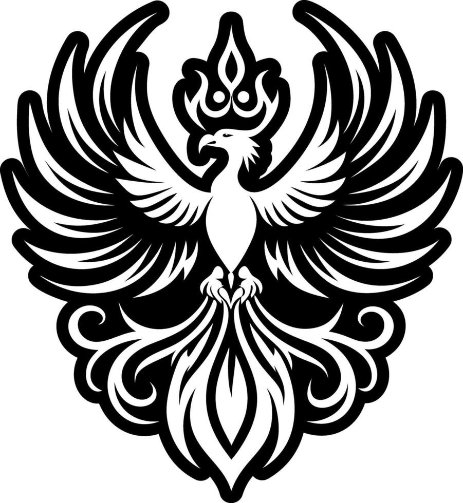 A filled style icon showing phoenix rising vector